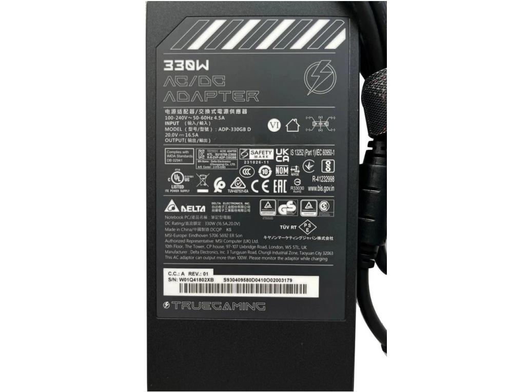 (image for) 330W 20V 16.5A Netzteil Ladegerät Original MSI CreatorPro X17 A12U A12UKS A12UMS