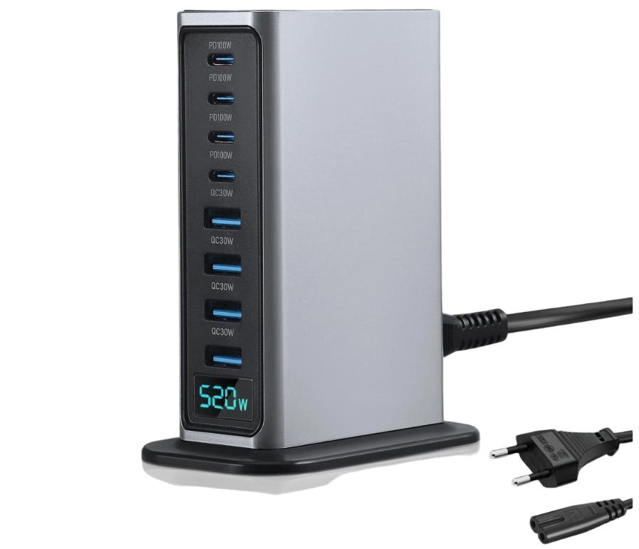 520W Type-C Ladegerät Mehrfach 8-Port GaN SchnellLadegerät mit 4 Type-C 4 USB-A (image for) 520W Type-C Ladegerät Mehrfach 8-Port GaN SchnellLadegerät mit 4 Type-C 4 USB-A
