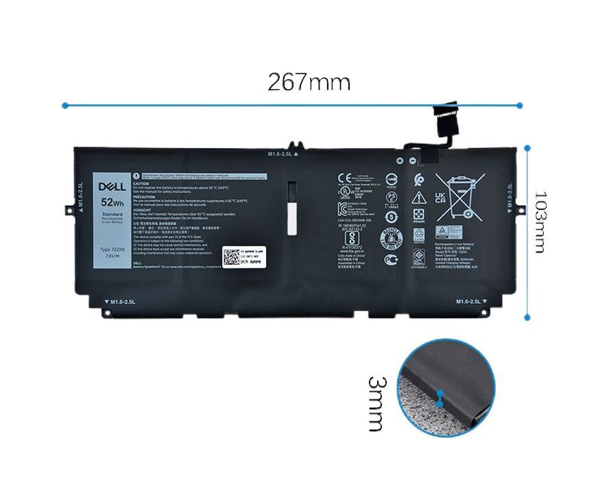 (image for) 52Wh 6500mAh Original Dell XPS 13 9300 9300-5895 Akku