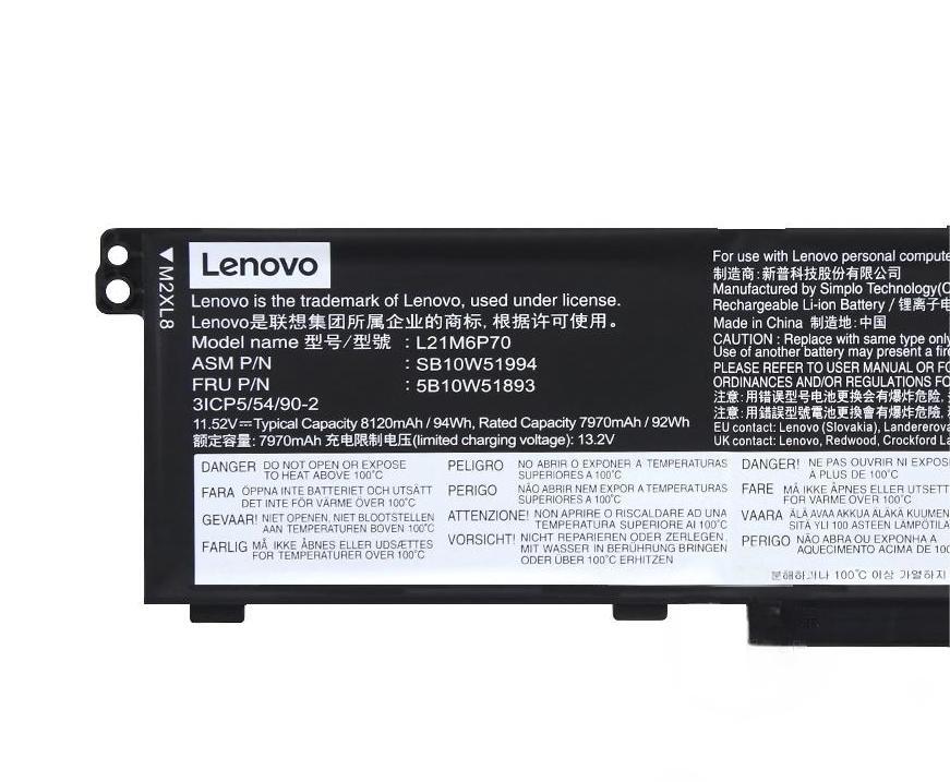 (image for) 8120mAh 94Wh Original Lenovo ThinkPad P16 Gen 1 21D60011MB Akku