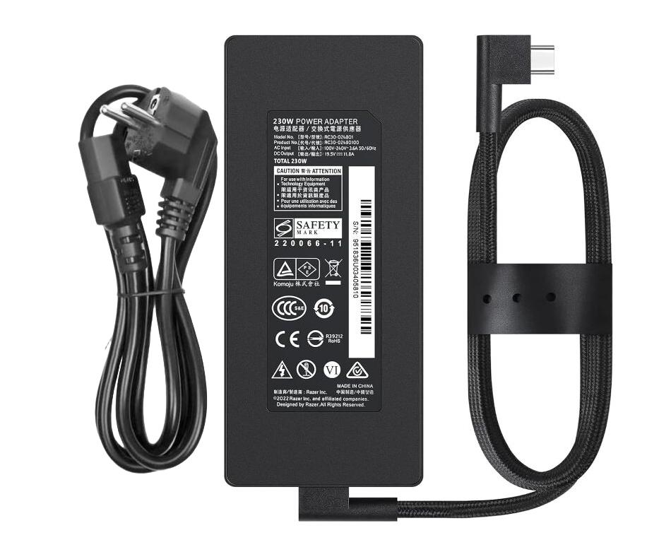 (image for) Original 19.5V 11.8A 230W Razer Blade 14 (2021) RZ09-0370A Netzteil Ladegerät + Ladekabel